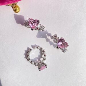 Pink heart crystal ring