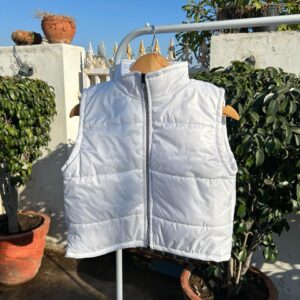 WHITE HALF PUFFER JACKET