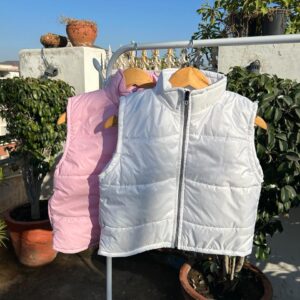 WHITE HALF PUFFER JACKET