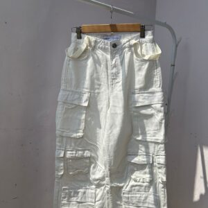 WHITE 12 MULTIPOCKET DENIM CARGO