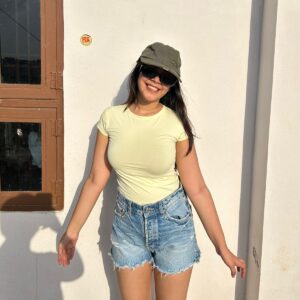blue denim shorts