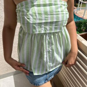 POPPY TUBE TOP IN TROPICAL GREEN