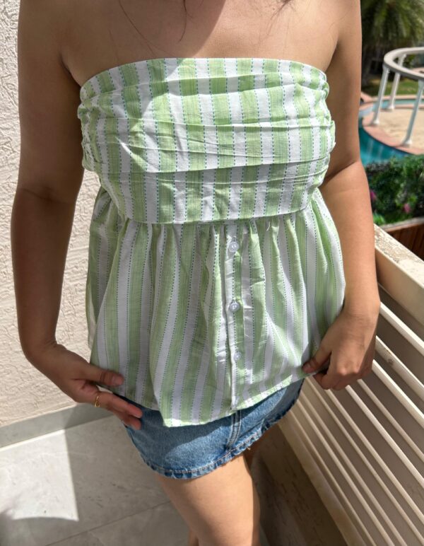 POPPY TUBE TOP IN TROPICAL GREEN - Image 2