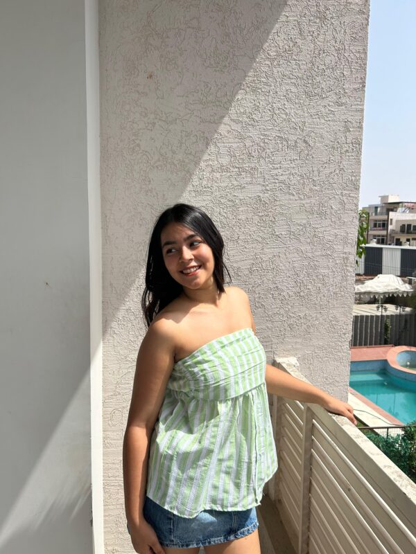 POPPY TUBE TOP IN TROPICAL GREEN - Image 3