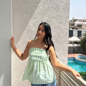 POPPY TUBE TOP IN TROPICAL GREEN