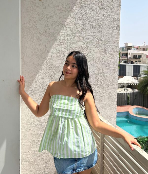 POPPY TUBE TOP IN TROPICAL GREEN