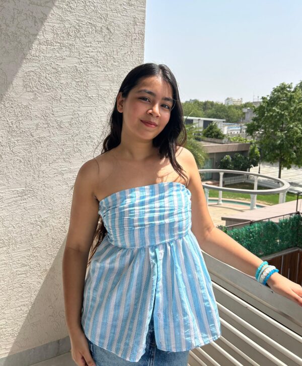 POPPY TUBE TOP IN SKY BLUE
