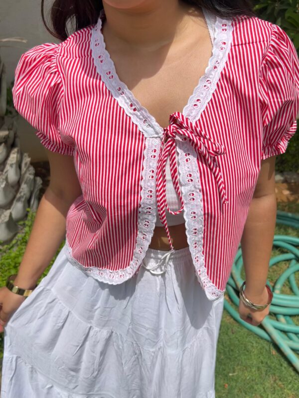 JOY LACE TOP WITH RED STRIPS - Image 2
