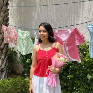 ISABELLA PEPLUM TOP IN RED