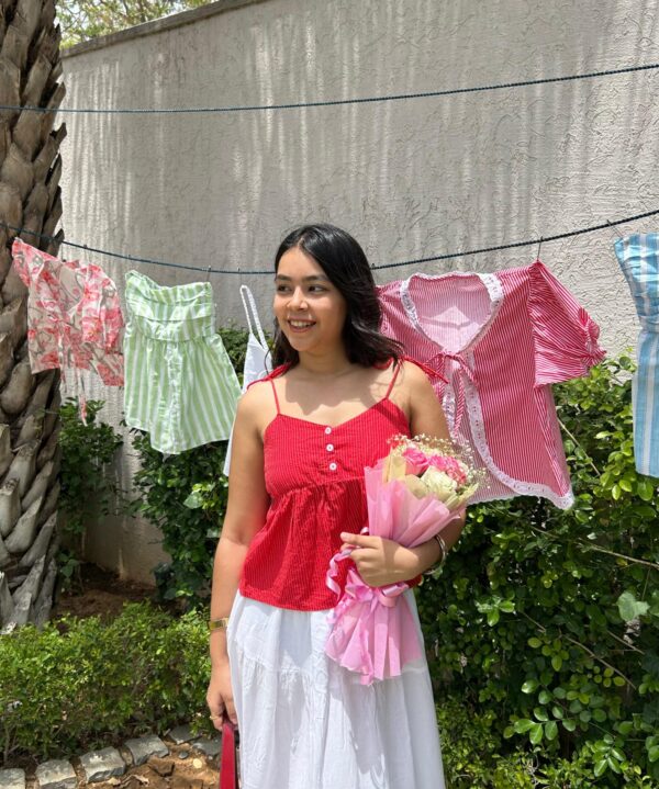 ISABELLA PEPLUM TOP IN RED
