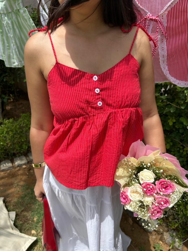 ISABELLA PEPLUM TOP IN RED - Image 2