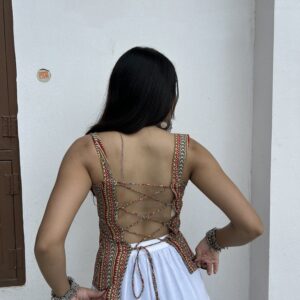 Drama queen top (red with beige)