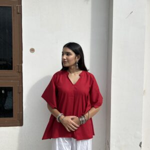 Mastani kaftan desi top in ruby red