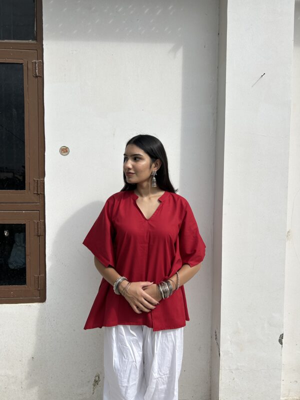 Mastani kaftan desi top in ruby red - Image 2