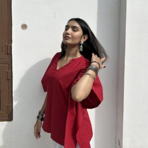 Mastani kaftan desi top in ruby red
