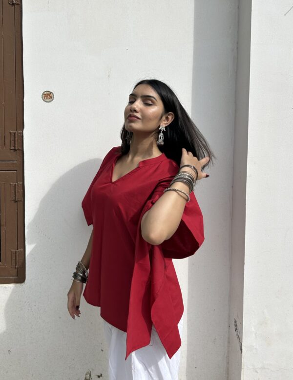 Mastani kaftan desi top in ruby red