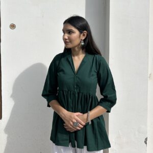 Sidra peplum desi top in emerald green