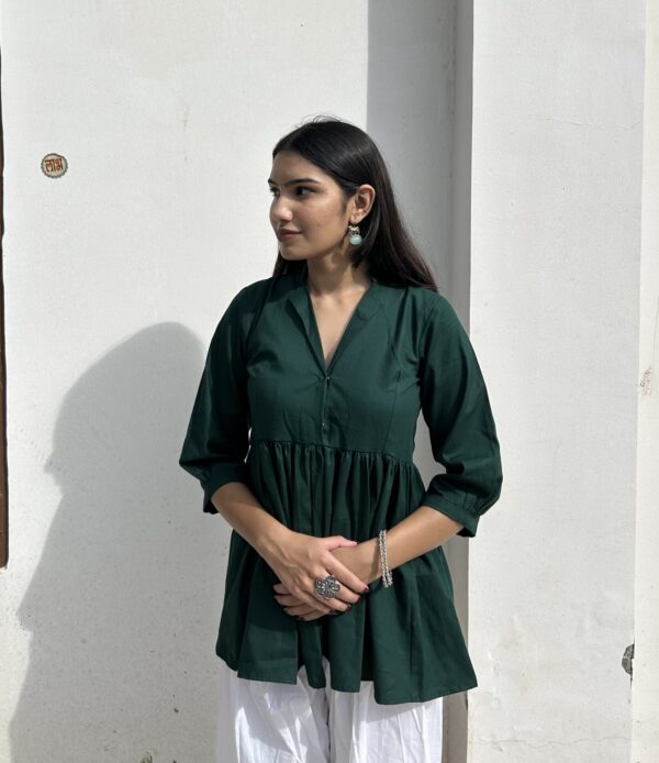 Sidra peplum desi top in emerald green