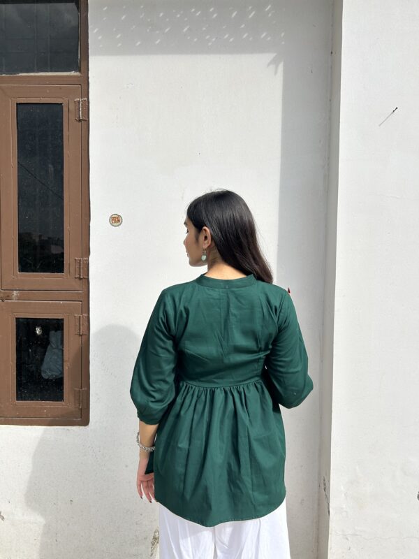 Sidra peplum desi top in emerald green - Image 2