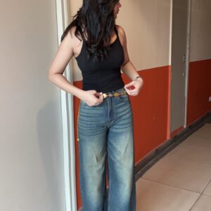 Tinted blue wide baggy denim