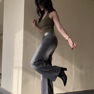 Tinted grey wide baggy denim