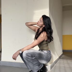 Tinted grey wide baggy denim