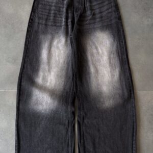 Tinted black wide baggy denim
