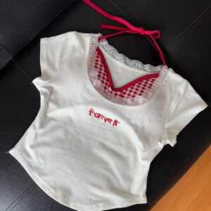 Forever built in bra top ( white and red)